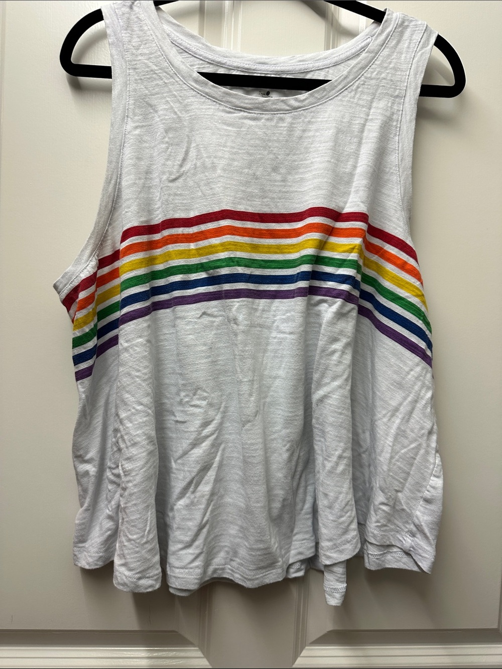 Secret Treasures White Tank with Rainbow Stripes 3x